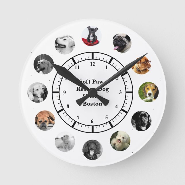 Horloge Ronde Refuge de sauvetage de chiens Réinstallation 12 Co (Recto)