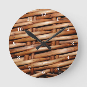 Horloge Ronde Regard rocailleux de panier en osier
