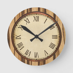Horloge Ronde Regarder le bois et l'horloge Vintage face