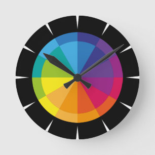 Horloge Ronde Regenbogen auf Schwarz