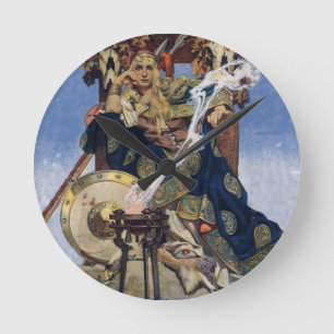 Horloge Ronde Reine Maeve Princesse Guerrière Art Fantastique