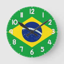 Relógio de Parede Com a Bandeira do Brasil