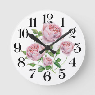 Horloge Ronde reloj de pared rosas a la acuarela