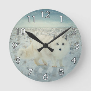 Horloge Ronde Renard arctique