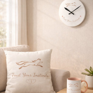 Horloge Ronde Renard Élégant en Course "Fiez-vous à vos Instinct