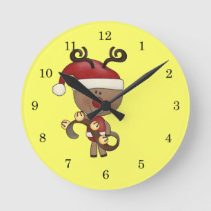 Horloge Ronde Renne de Rudy avec Bells