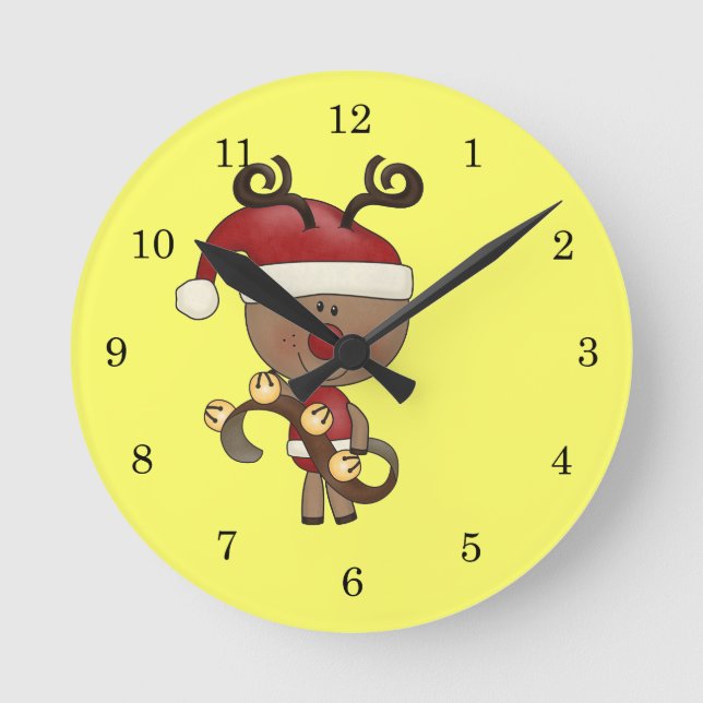 Horloge Ronde Renne de Rudy avec Bells (Recto)