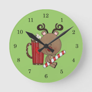 Horloge Ronde Renne de Rudy avec du cacao