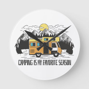 Horloge Ronde Retraite en montagne en camping-car