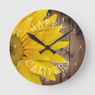Horloge Ronde Retraite rustique de camping de tournesol de