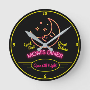 Horloge Ronde Rétro 50 Neon Effect