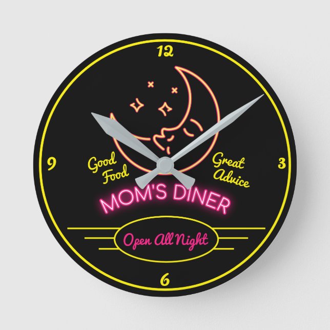 Horloge Ronde Rétro 50 Neon Effect (Recto)