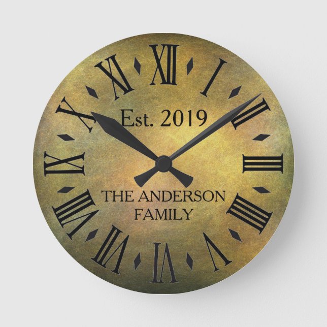 Horloge Ronde Rétro anniversaire de détresse antique rustique (Recto)