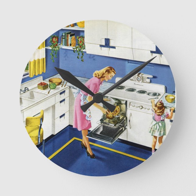 Horloge Ronde Rétro cuisine #2 de mère/fille (Recto)