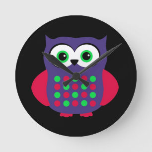 Horloge Ronde Rétro hibou fait sur commande