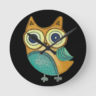 Horloge Ronde Rétro hibou vintage