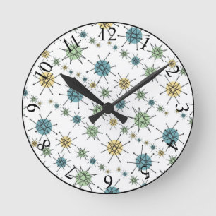 Horloge Ronde Retro Hipster Space Age Début atomique