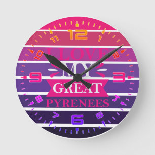 Horloge Ronde Rétro J'aime mes Pyrénées