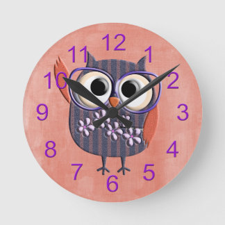 Horloge Ronde Retro Rustic Custom Owl