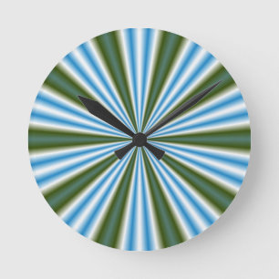 Horloge Ronde Retro Stripey Sun Burst Art Abstrait