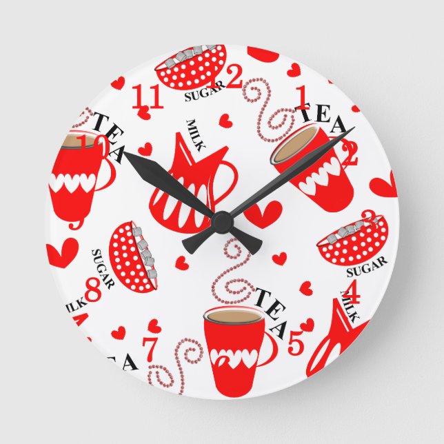 Horloge Ronde Rétro Tea Coffee (Recto)