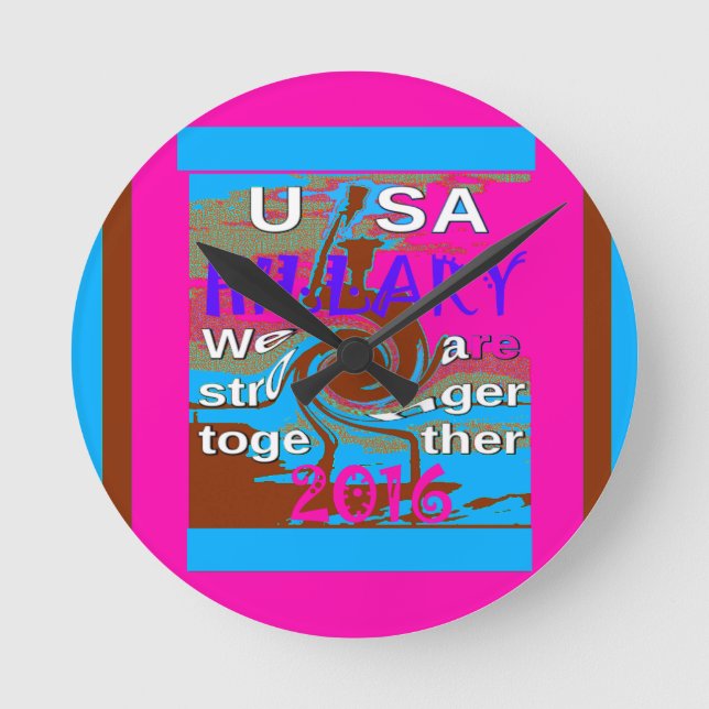 Horloge Ronde Retro USA Stronger Together Abstrait Art Print (Recto)