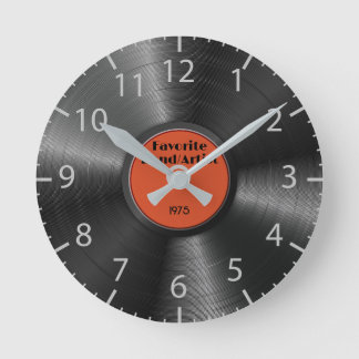 Horloge Ronde Retro Vinyl Record Musique de musique de bande pré