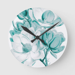 Horloge Ronde Rêve turquoise de magnolia
