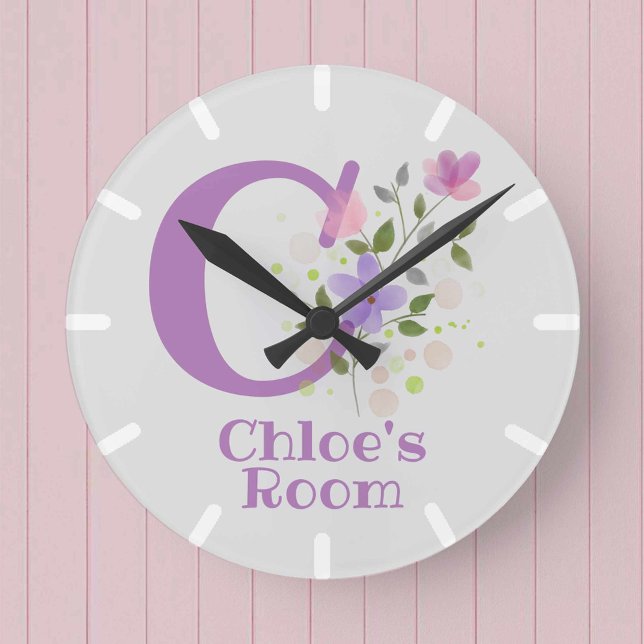 Horloge Ronde Réveil pour chambre d'enfant avec le nom Chloé (Créateur téléchargé)