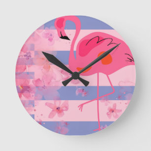 Horloge Ronde Rêverie de flamant rose
