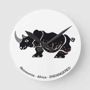 Horloge Ronde RHINOCEROS - Animaux en danger - Conservation