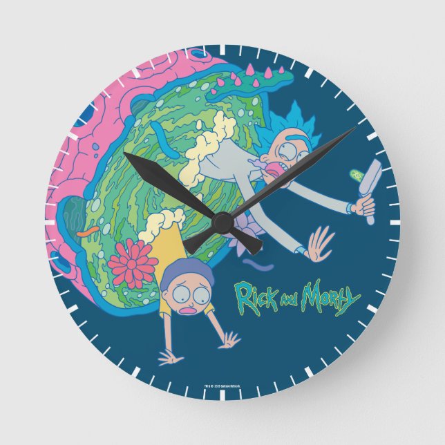 Horloge Ronde RICK ET MORTY™ | Décrochage du portail infecté (Recto)