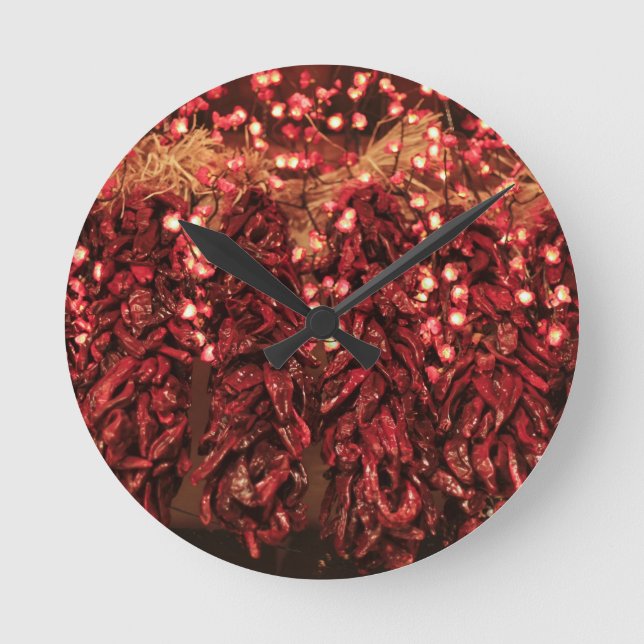 Horloge Ronde ristras chili aux lumières des fêtes (Recto)