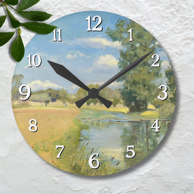 Horloge Ronde Rivière à travers un paysage de récolte, été (Créateur téléchargé)