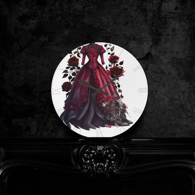 Horloge Ronde Robe et talons rouges victoriens | Antique Rose Go (Créateur téléchargé)