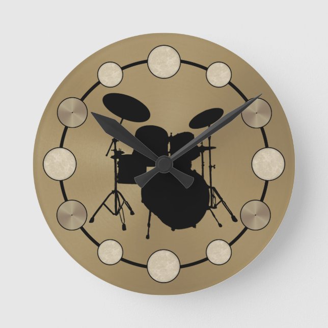 Horloge Ronde Rock & Roll Drummer Kit tambour Cymbals Musicien (Recto)