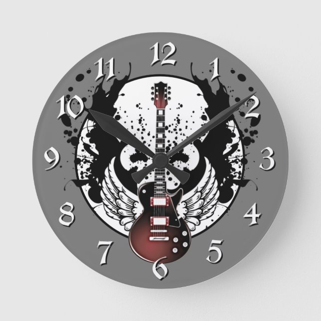 Horloge Ronde Rock & Roll Guitare Rockabilly Lourd Metal Musicie (Recto)