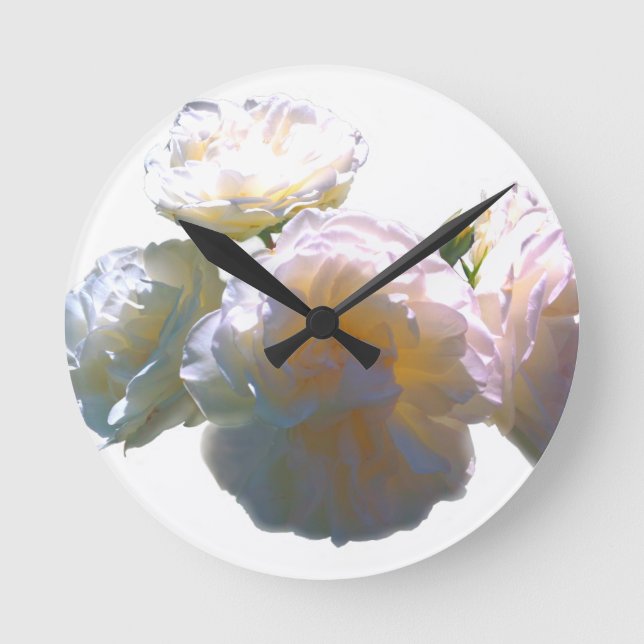 Horloge Ronde Romantique blanc, jaune, orange, orange, ambre ros (Recto)