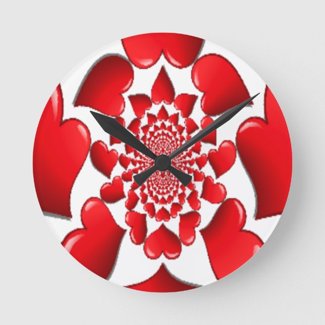 Horloge Ronde Romantique Red Hearts Art Motif Imprimer (Recto)