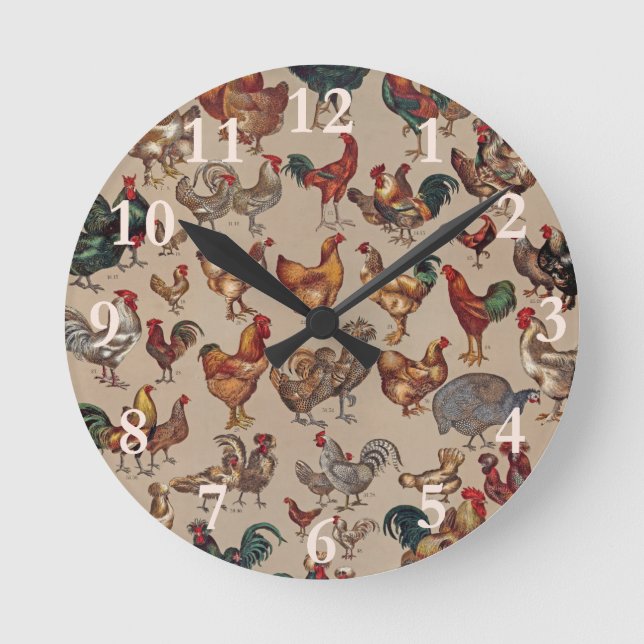 Horloge Ronde Rooster Poulet de la ferme Pays Animal (Recto)