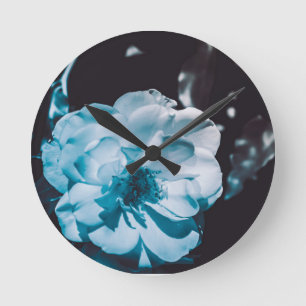 Horloge Ronde Rose blanche fraîche Zen