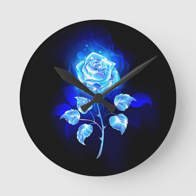Horloge Ronde Rose bleu brûlant (Recto)