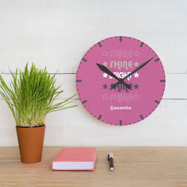 Horloge Ronde Rose brillant. Brille. Lumineux. Brille. Brille. (Créateur téléchargé)