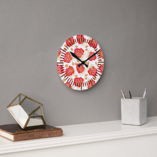 Horloge Ronde Rose d'art moderne