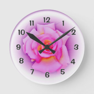 Horloge Ronde Rose de pourpre