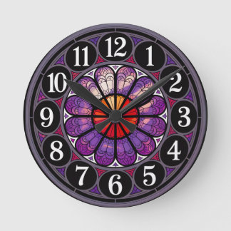 Horloge Ronde Rose en verre vintage