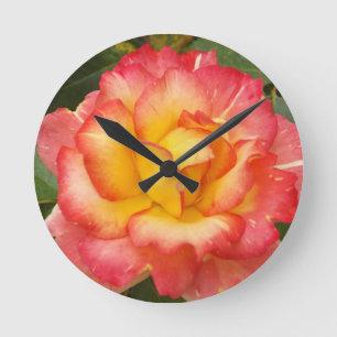 Horloge Ronde Rose et rose jaune