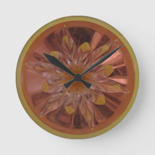 Horloge Ronde Rosé Fleur Mur Jaune