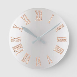 Horloge Ronde Rose Gold Glitter Gray Silver ombre Black minimal