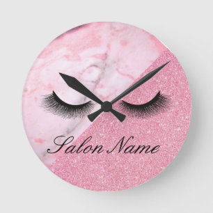 Horloge Ronde Rose, parties scintillantes, marbre, styliste,